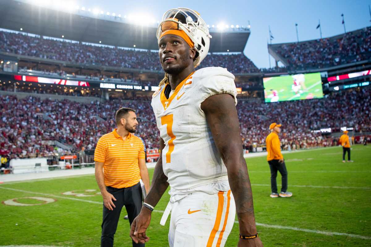 Tennessee Volunteers QB Joe Milton III after the loss to Alabama. (Photo by Brianna Paciorka of the News Sentinel)